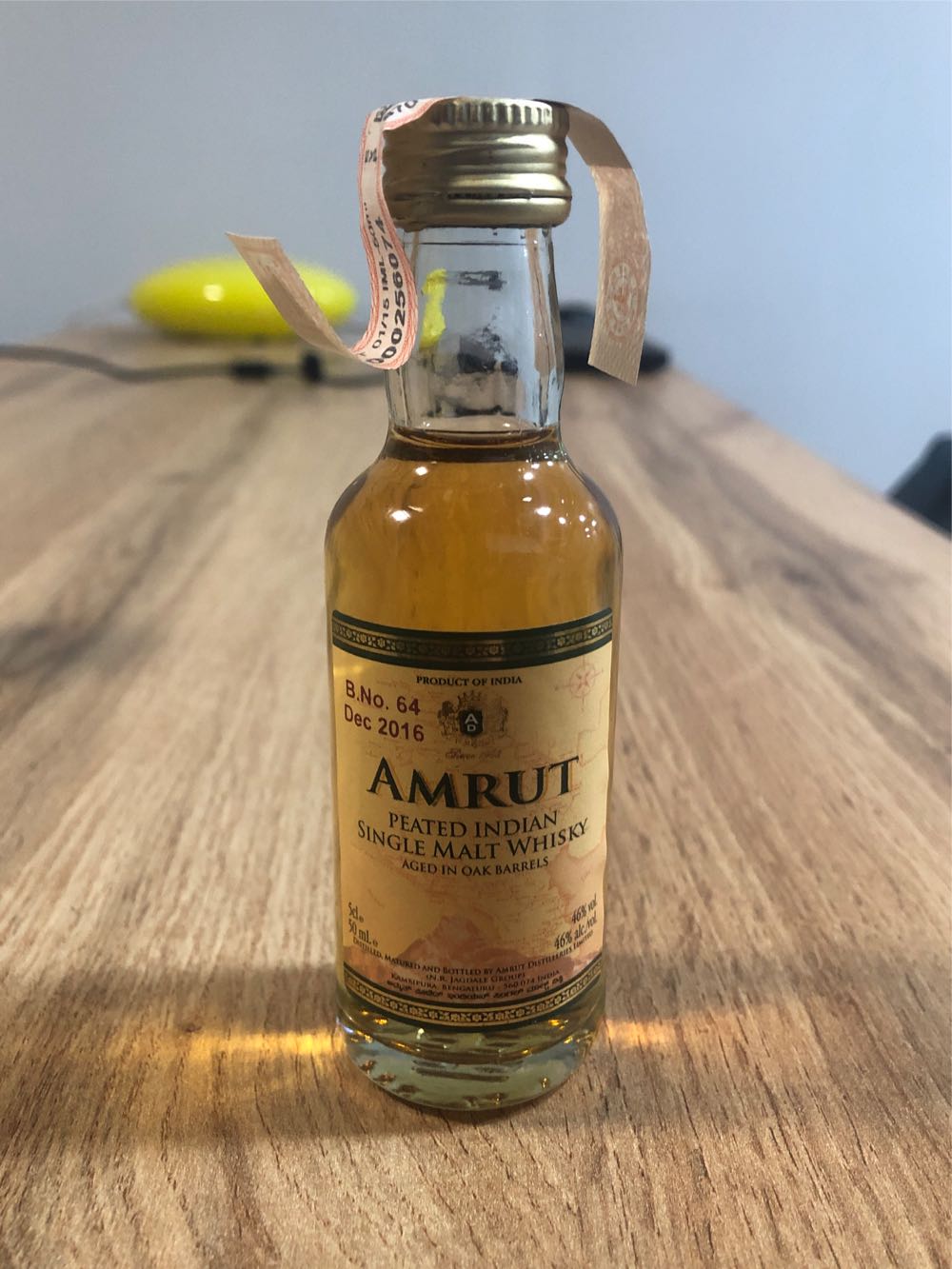 Amrut Peated  (50 mL) alcohol collectible [Barcode 836202000339] - Main Image 2