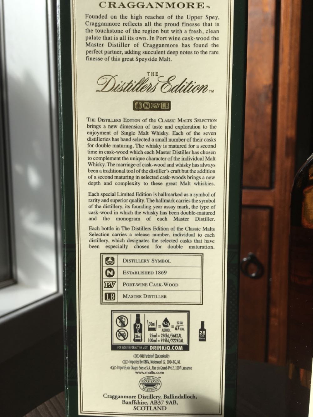 Cragganmore Distillers Edition 40% Whisky Distillers  alcohol collectible [Barcode 5000281057804] - Main Image 4
