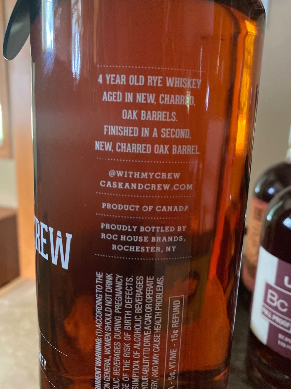 Cask & Crew Double Oaked Straight Rye Whiskey - Bottled By Roc House Brands (750 mL) alcohol collectible [Barcode 077644902717] - Main Image 2