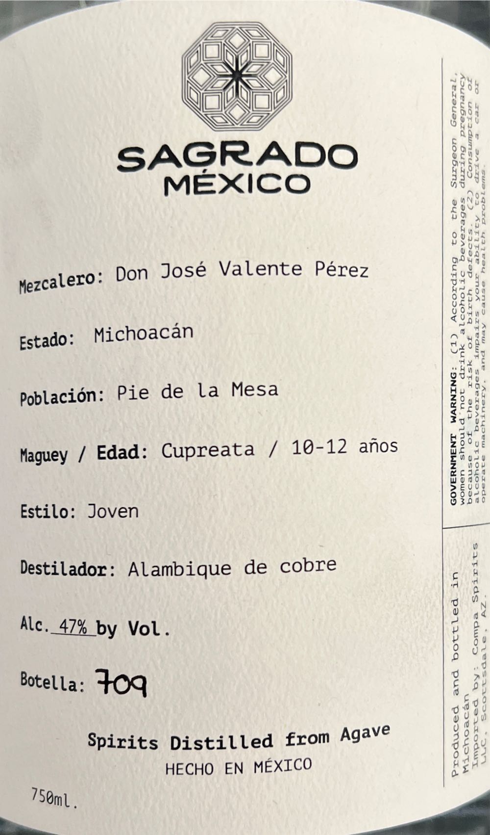 Sagrado Mezacal - Sagrado (758 mL) alcohol collectible - Main Image 2