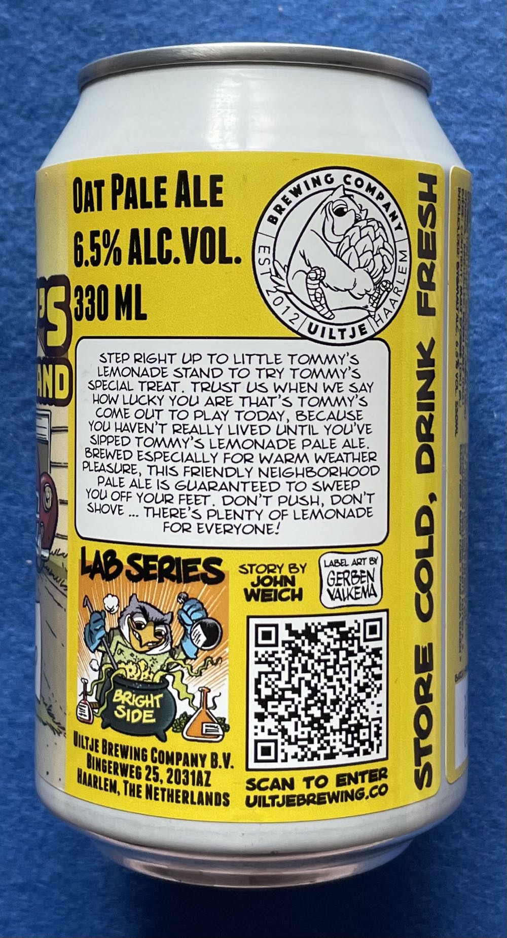 Little Tommy’s Lemonade Stand - Uiltje Brewing Company (330 mL) alcohol collectible [Barcode 8720618804341] - Main Image 3