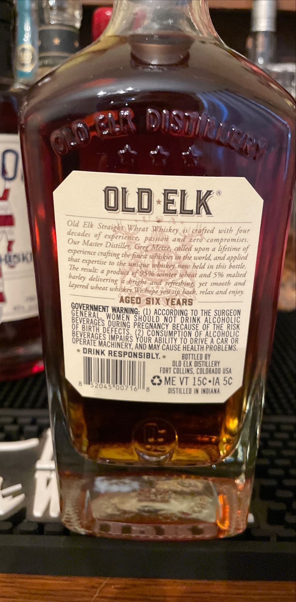Old Elk Straight Wheat Whiskey - Old Elk Distillery (750 mL) alcohol collectible [Barcode 852045007168] - Main Image 2