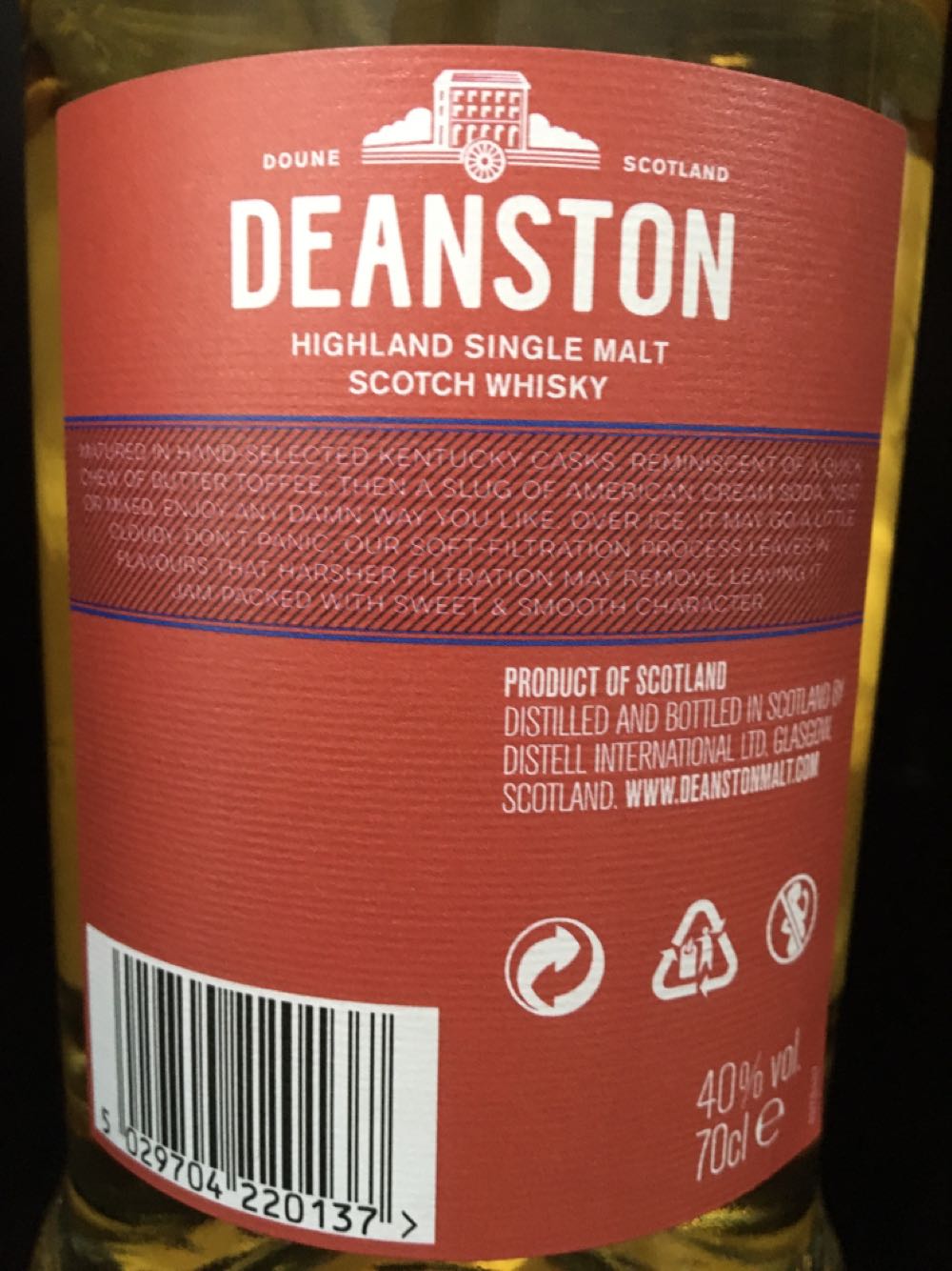 Deanston Kentucky Cask Matured Highland Whisky  alcohol collectible [Barcode 5029704220137] - Main Image 4