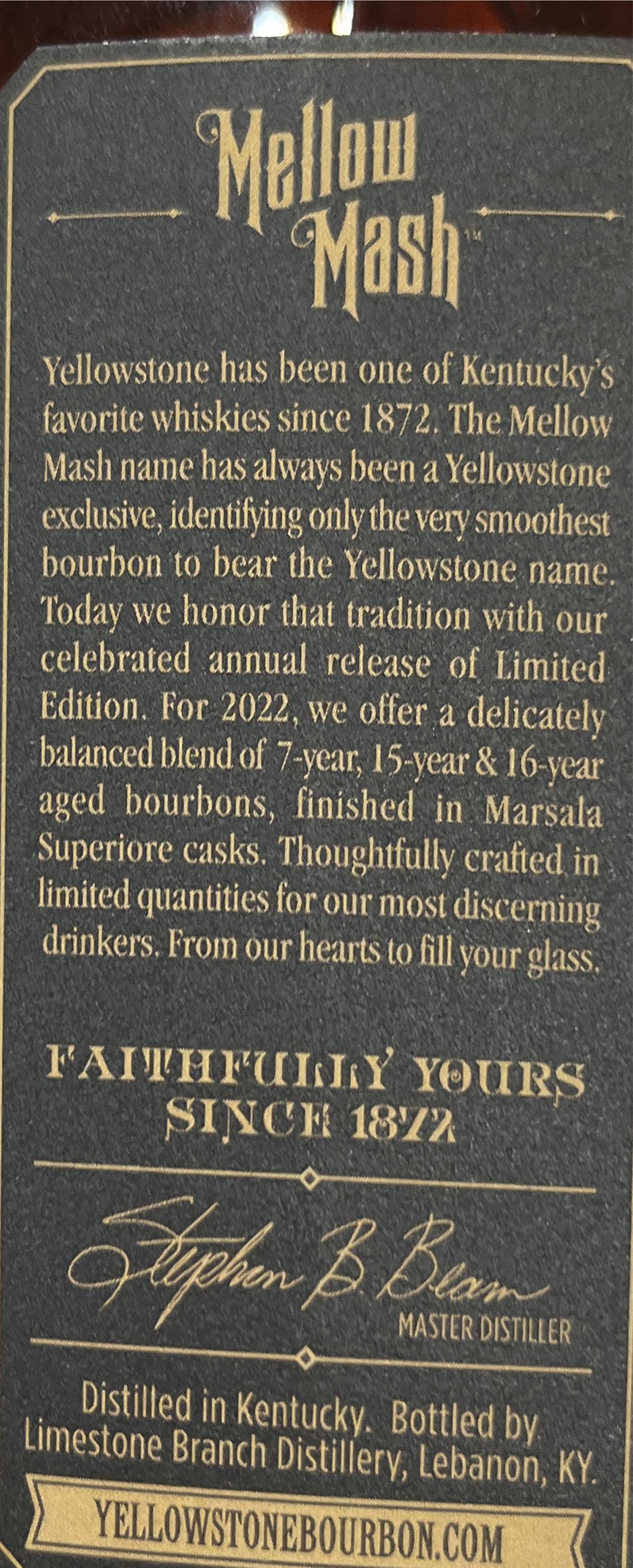 Yellowstone 2022 - Limestone Branch Distillery (750 mL) alcohol collectible [Barcode 088352139142] - Main Image 2