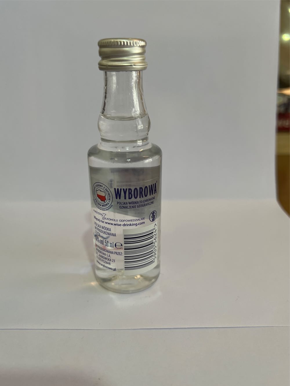 Vodka Wyborowa Pure Polish Rye  (50 mL) alcohol collectible [Barcode 59055624] - Main Image 2