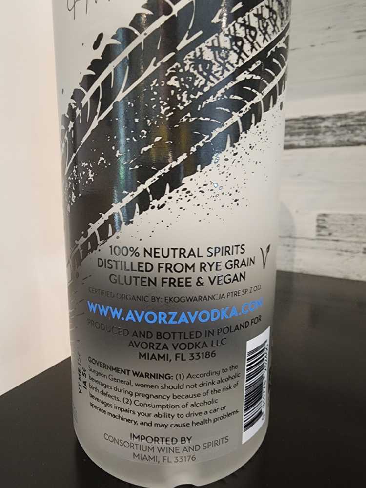 Avorza  - Poland for Avorza Vodka LLC (750 mL) alcohol collectible [Barcode 311778252400] - Main Image 3