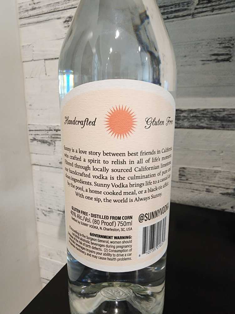 Sunny  - Sunny Vodka (750 mL) alcohol collectible [Barcode 810735016579] - Main Image 2
