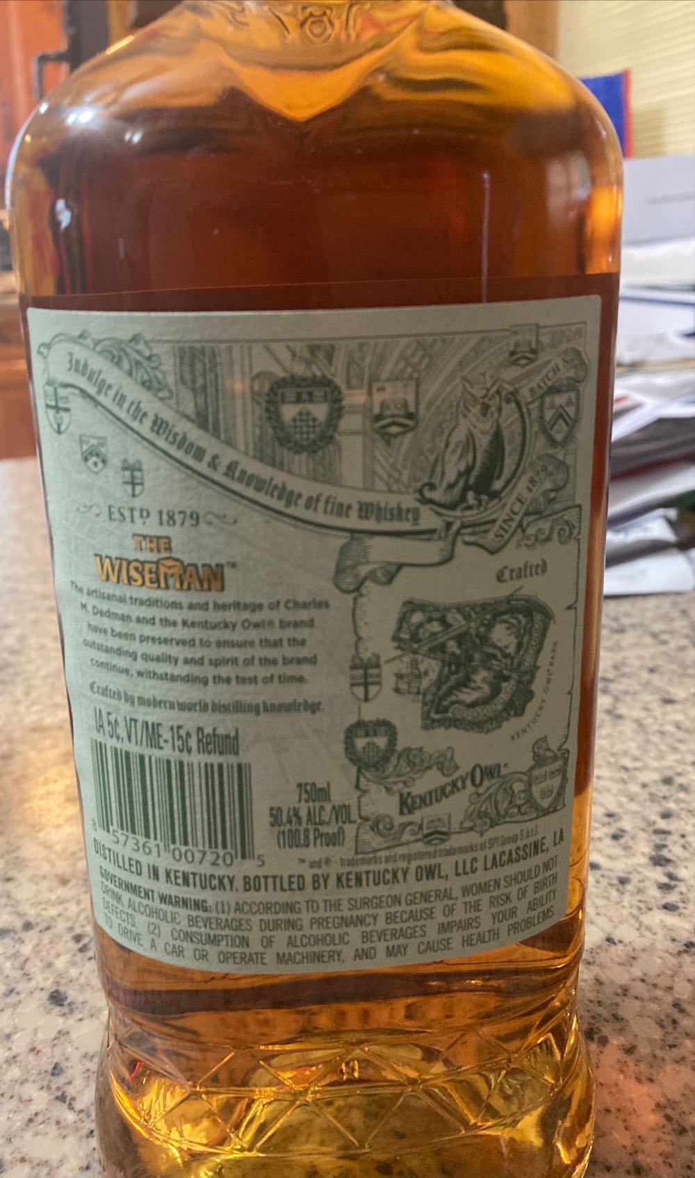 Kentucky Owl The Wiseman Rye - Kentucky Owl LLC (750 mL) alcohol collectible [Barcode 857361007205] - Main Image 2