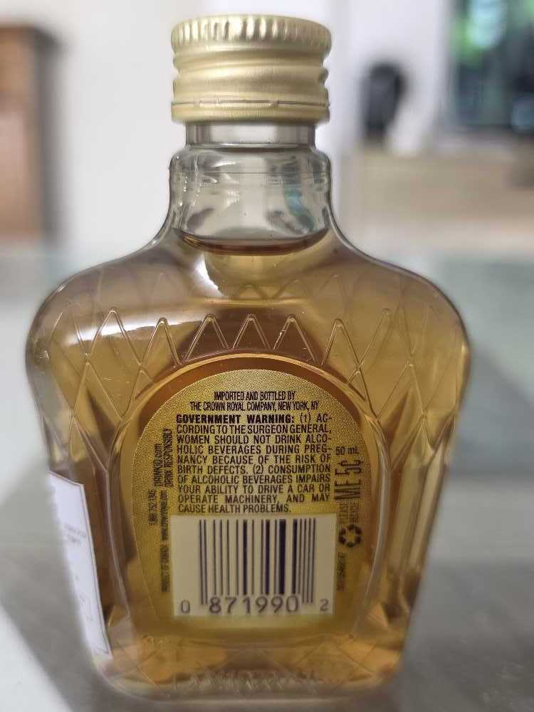 Crown Royal  (50 mL) alcohol collectible [Barcode 087000001992] - Main Image 2