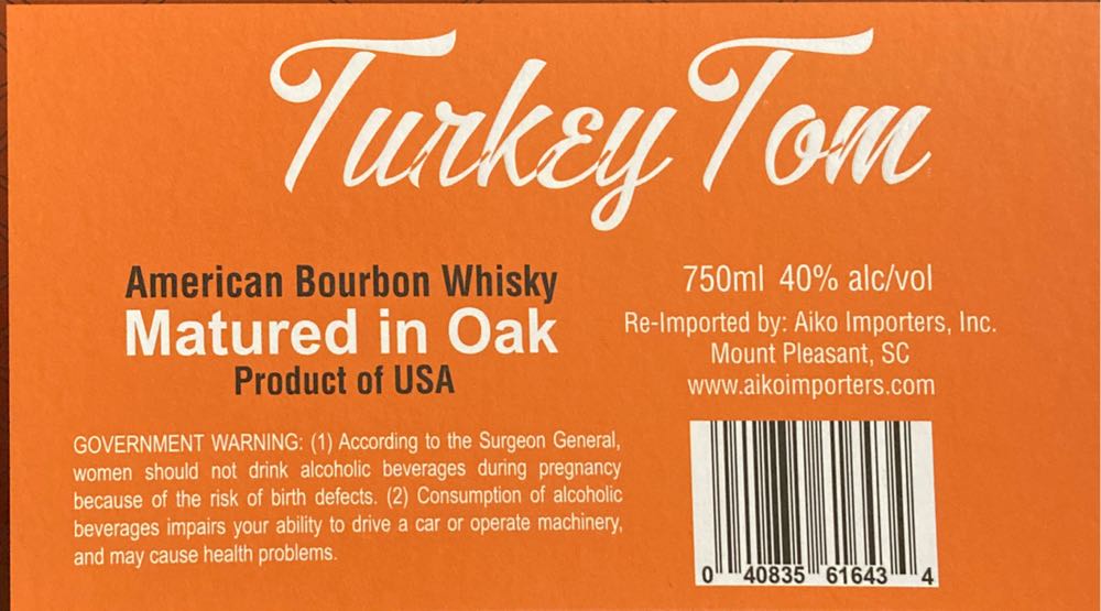Turkey Tom Decanter - Aiko Importers (750mL) alcohol collectible [Barcode 040835616434] - Main Image 4