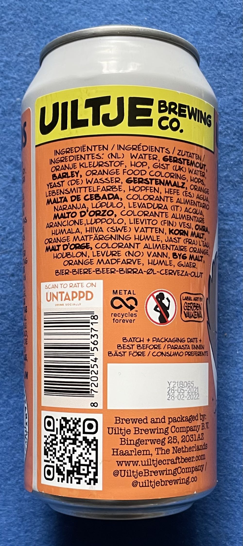 Uiltje’s All Time Oranje Legends - Uiltje Brewing Company (440 mL) alcohol collectible [Barcode 8720254563718] - Main Image 2