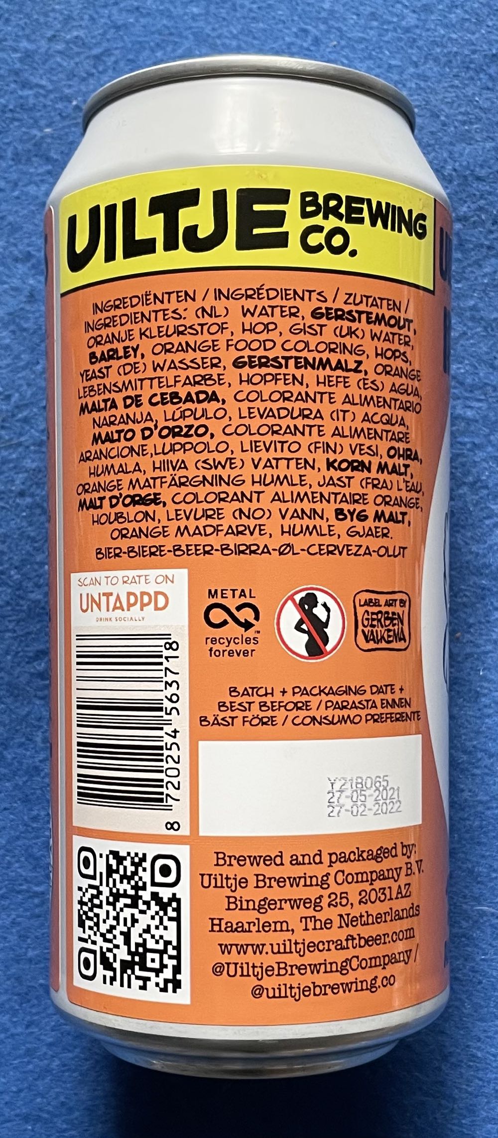 Uiltje’s All Time Oranje Legends - Uiltje Brewing Company (440 mL) alcohol collectible [Barcode 8720254563718] - Main Image 2