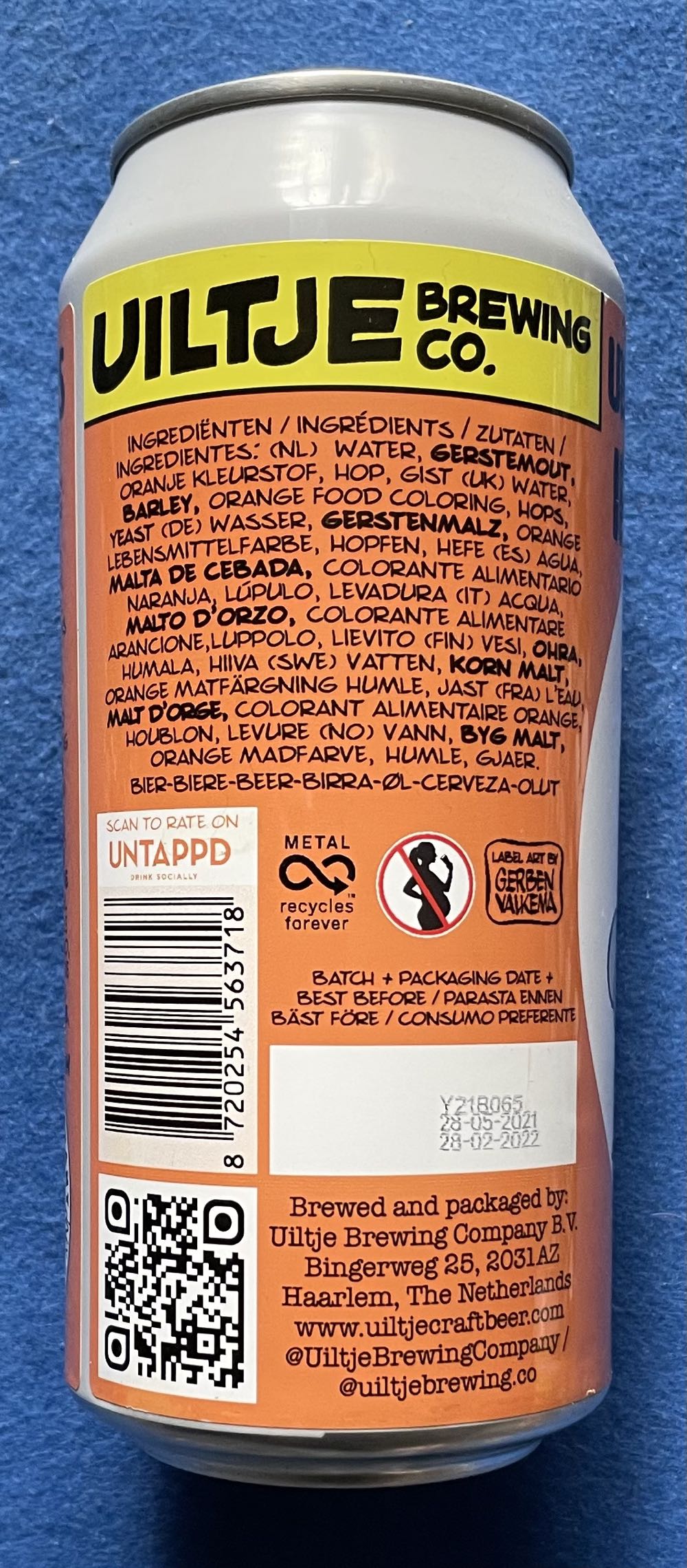 Uiltje’s All Time Oranje Legends - Uiltje Brewing Company (440 mL) alcohol collectible [Barcode 8720254563718] - Main Image 2