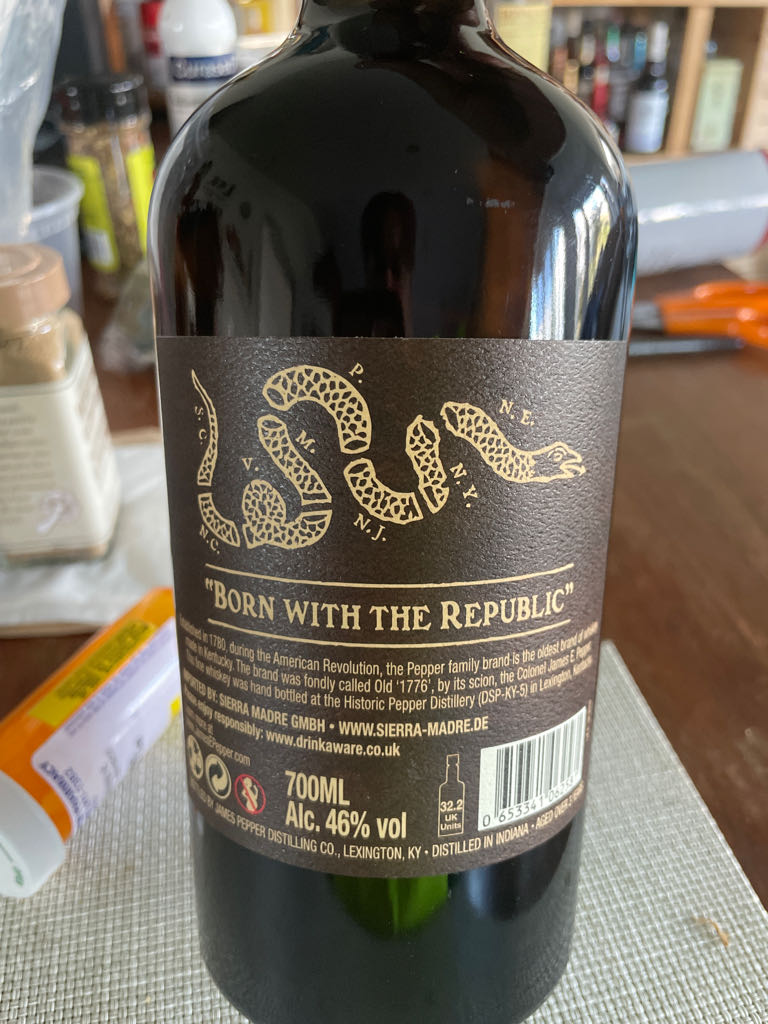 James E. Pepper 1776 Straight Bourbon Whiskey - MGP Indiana, Formerly Seagrams (700mL) alcohol collectible [Barcode 653341062581] - Main Image 2