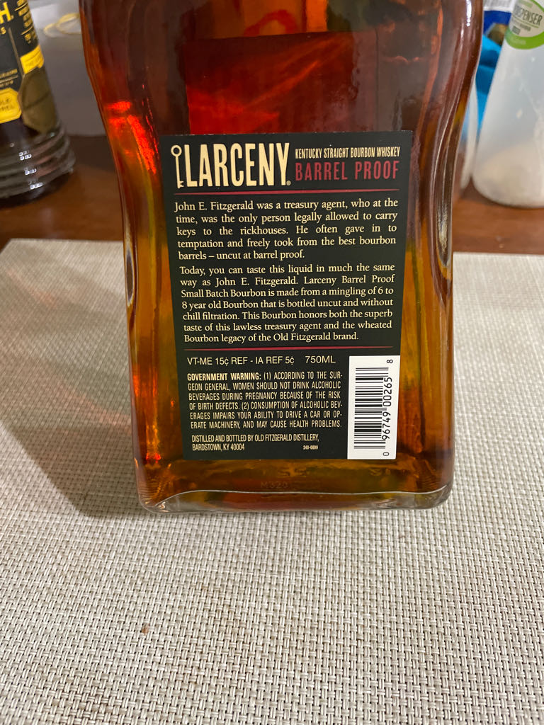 Larceny Barrel Proof (C921) - Heaven Hill Distilleries, Inc. (750mL) alcohol collectible - Main Image 2