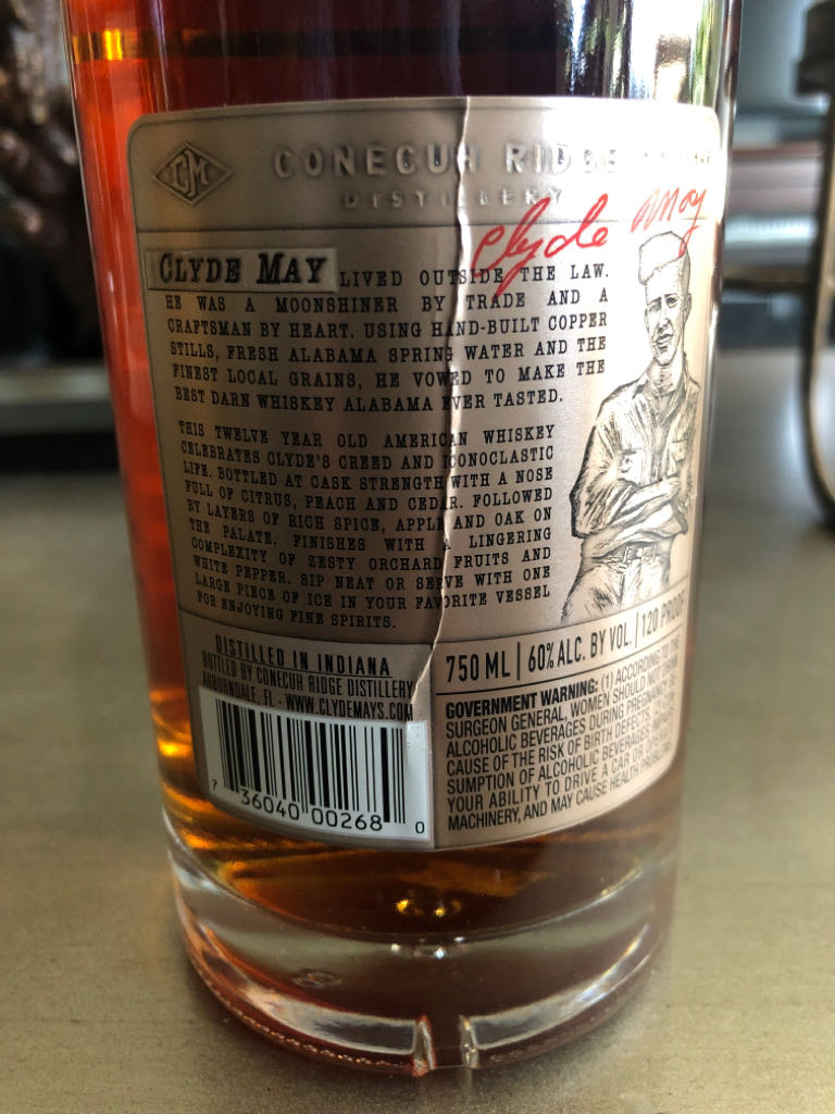 Clyde Mays 12 Yr Cask Strength - Conecuh Ridge Distillery (750mL) alcohol collectible [Barcode 736040002680] - Main Image 2