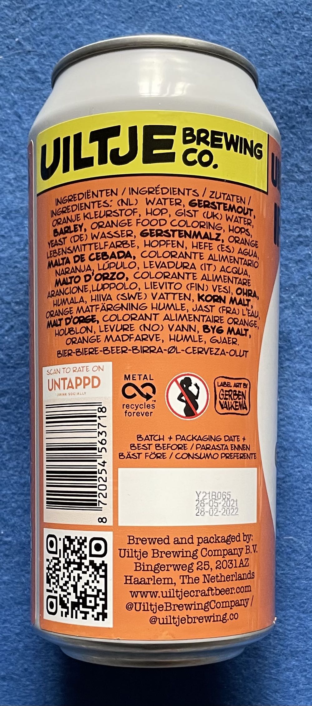 Uiltje’s All Time Oranje Legends - Uiltje Brewing Company (440 mL) alcohol collectible [Barcode 8720254563718] - Main Image 2