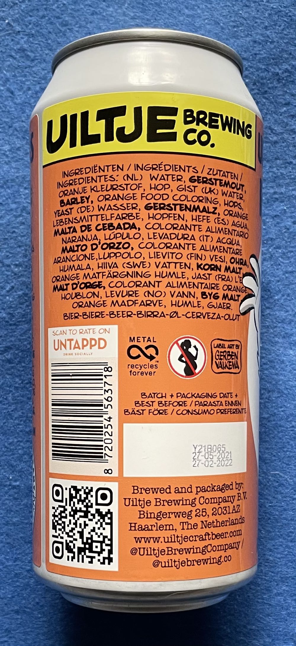 Uiltje’s All Time Oranje Legends - Uiltje Brewing Company (440 mL) alcohol collectible [Barcode 8720254563718] - Main Image 2