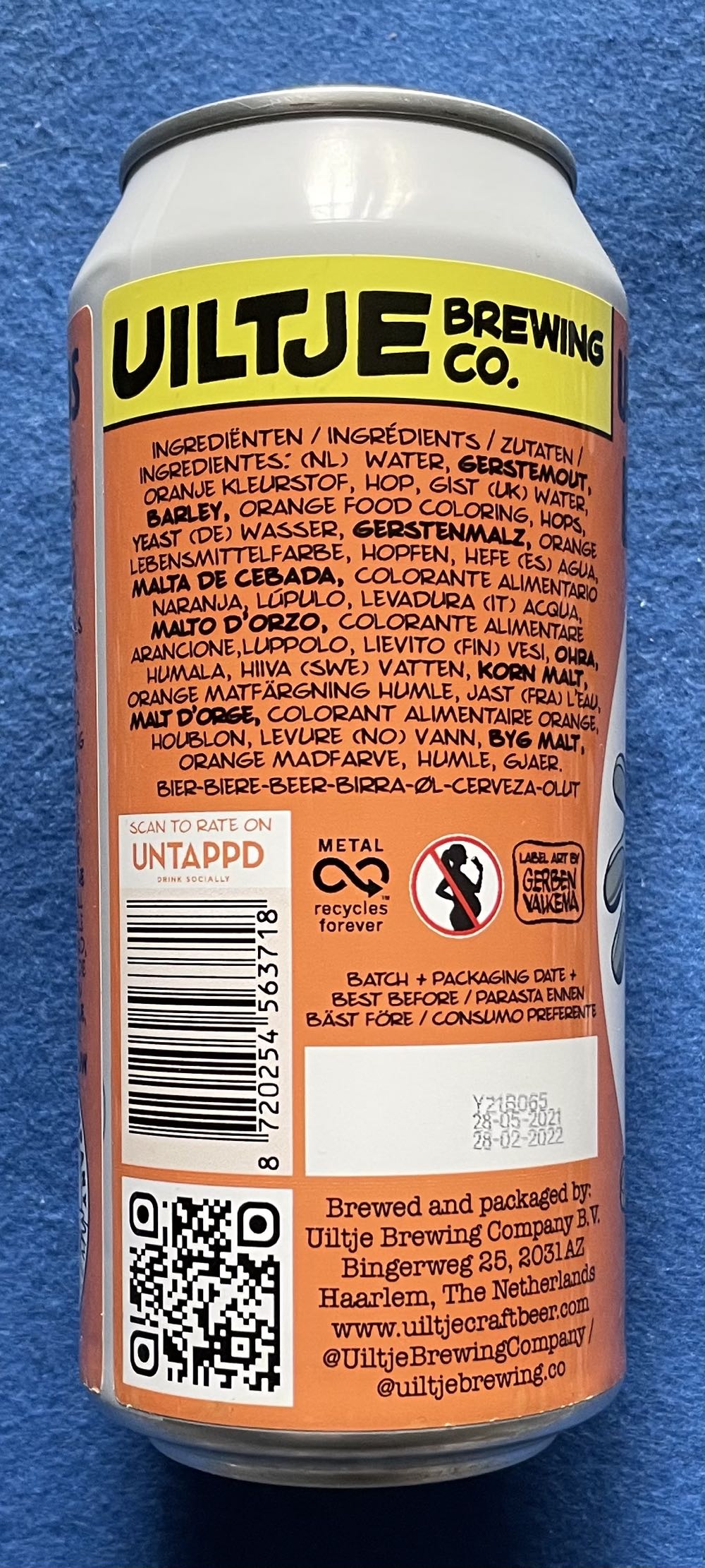 Uiltje’s All Time Oranje Legends - Uiltje Brewing Company (440 mL) alcohol collectible [Barcode 8720254563718] - Main Image 2
