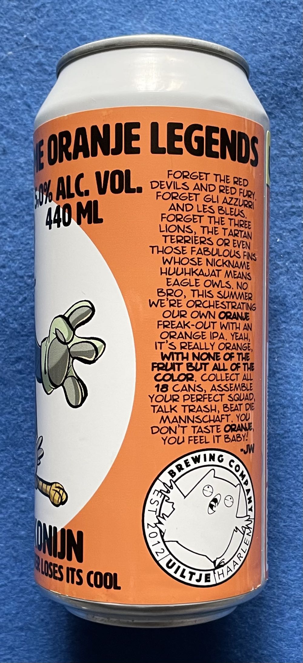 Uiltje’s All Time Oranje Legends - Uiltje Brewing Company (440 mL) alcohol collectible [Barcode 8720254563718] - Main Image 4