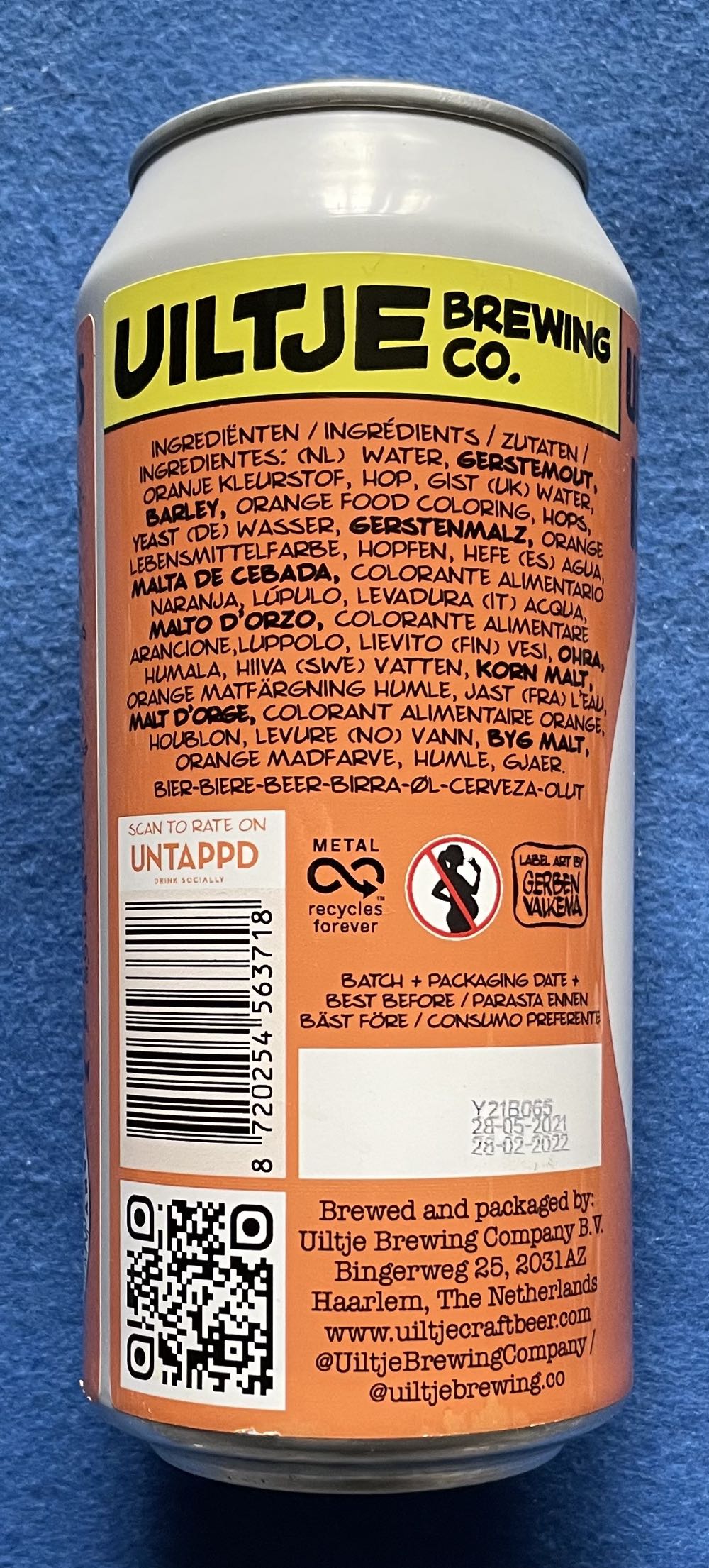 Uiltje’s All Time Oranje Legends - Uiltje Brewing Company (440 mL) alcohol collectible [Barcode 8720254563718] - Main Image 2