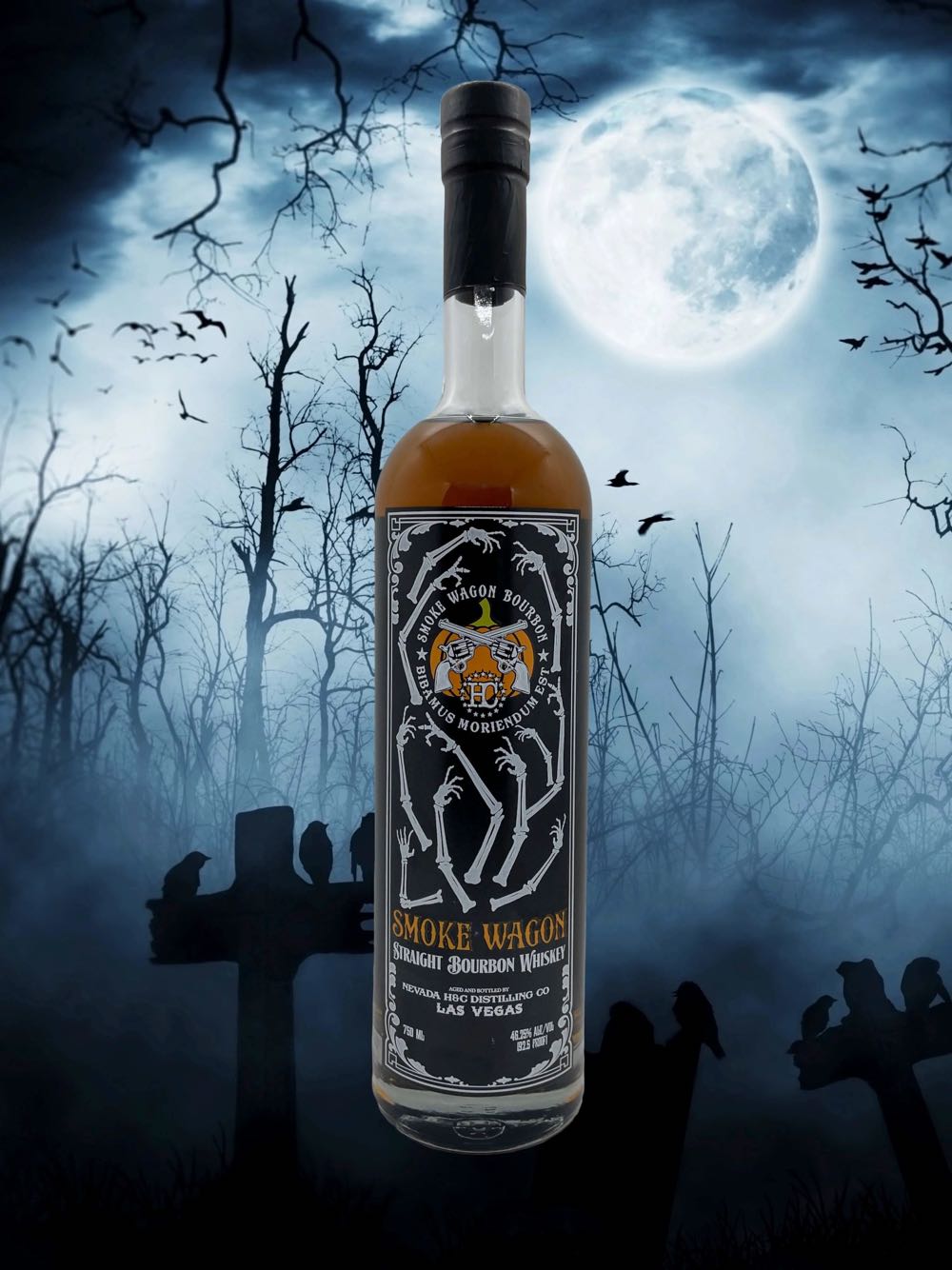 Smoke Wagon “Halloween Edition” Bourbon Whiskey - Nevada H&C Distilling Company (750 mL) alcohol collectible - Main Image 2