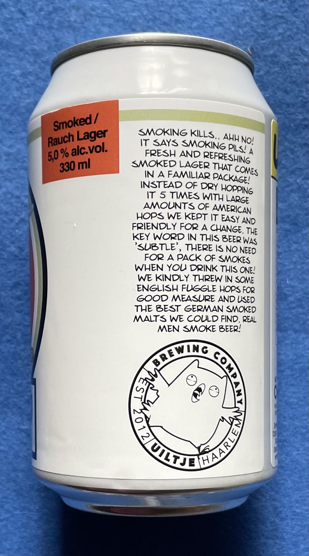 Smoking Pils - Uiltje Brewing Company (330 mL) alcohol collectible [Barcode 8720254563275] - Main Image 2