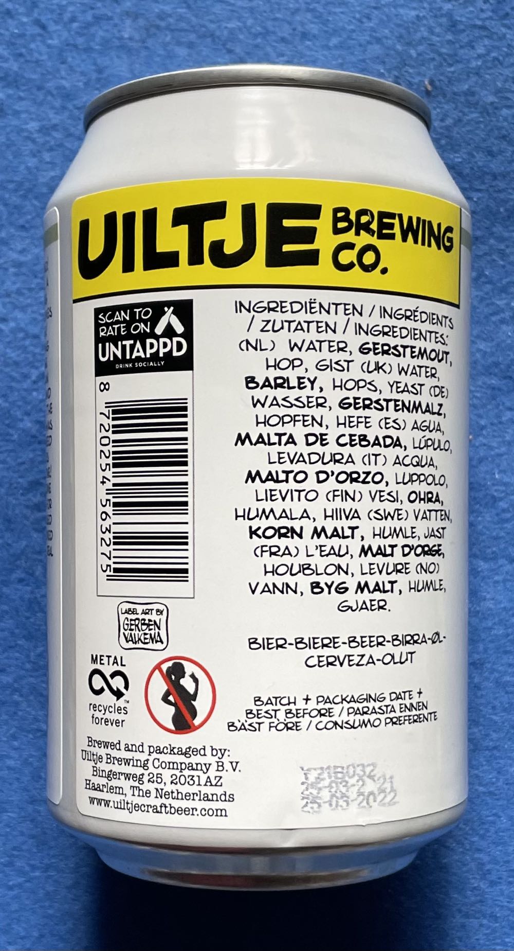 Smoking Pils - Uiltje Brewing Company (330 mL) alcohol collectible [Barcode 8720254563275] - Main Image 3