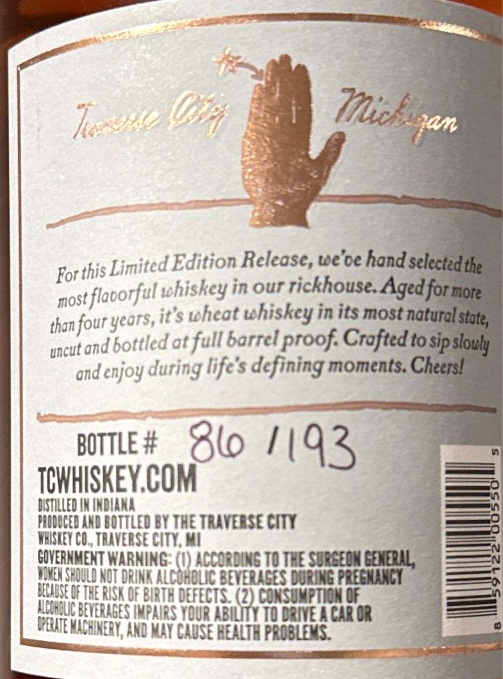 Traverse City Whiskey Co. Straight Wheat Whiskey - Traverse City Whiskey Co. (750 mL) alcohol collectible [Barcode 859122005505] - Main Image 2