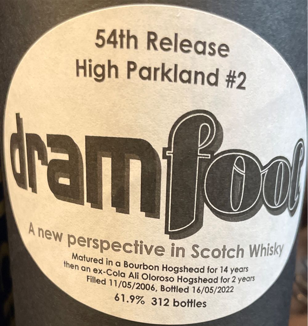 Dramfool “54th Release” High Parkland #2 16Yr Old - Secret Island Distillery (700 mL) alcohol collectible - Main Image 3