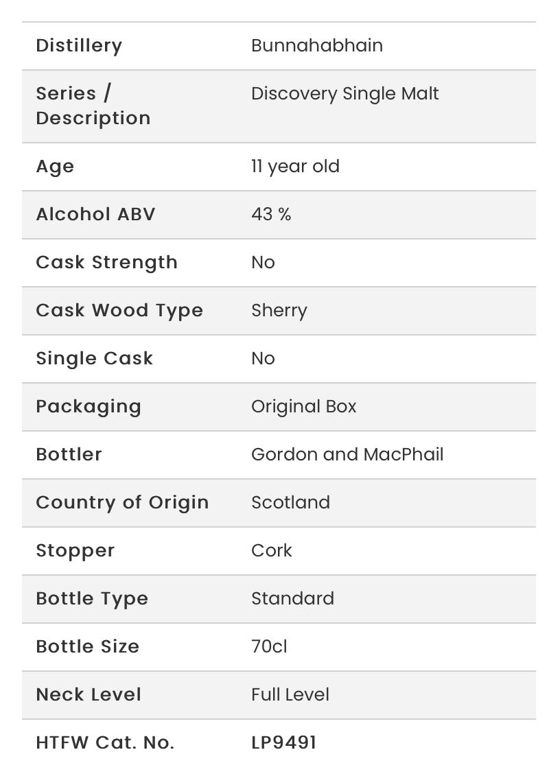 Bunnahabhain Discovery Single Malt 11Yr Whisky - The Bunnahabhain Distillery (700 mL) alcohol collectible - Main Image 2