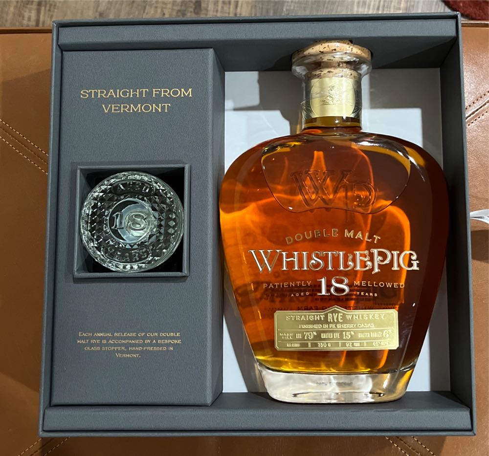WhistlePig 18 Yr Double Malt Finished in Sherry Cask - Whistlepig Vermont (750 mL) alcohol collectible [Barcode 850001901154] - Main Image 1