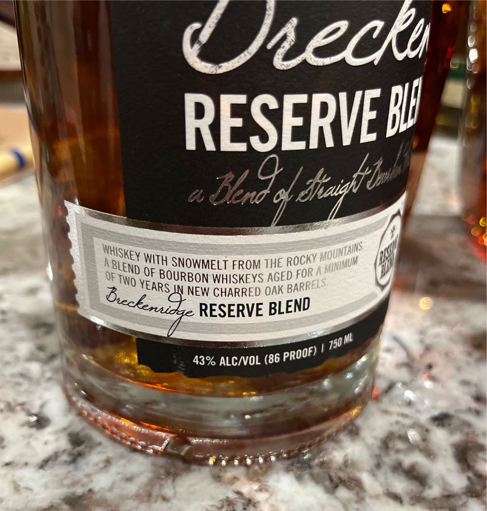 Breckenridge Reserve Blend - Breckenridge Distillery (750 mL) alcohol collectible [Barcode 853826005489] - Main Image 3