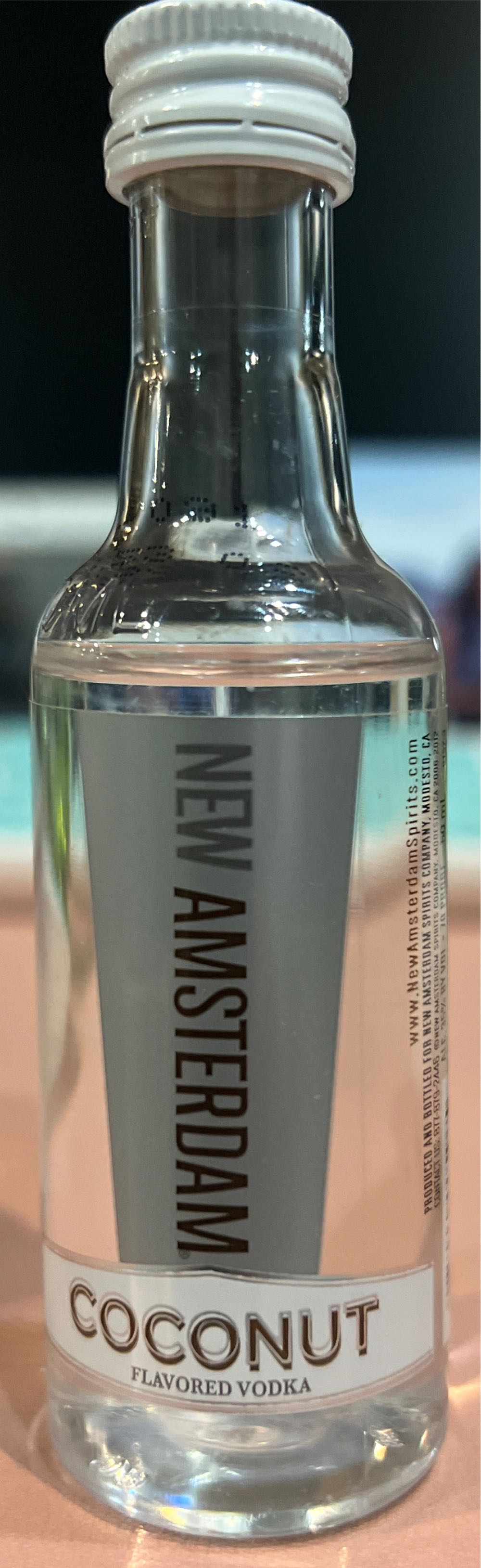 New Amsterdam Coconut Flavored Vodka - New Amsterdam Spirits Company (50 mL) alcohol collectible [Barcode 085000005965] - Main Image 2