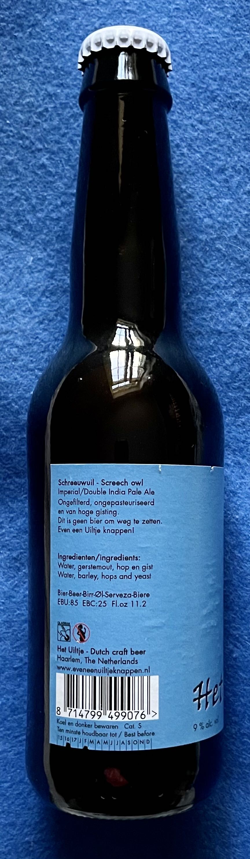 Schreeuwuil - Screech Owl - Uiltje Brewing Company (330 mL) alcohol collectible [Barcode 8714799499076] - Main Image 2