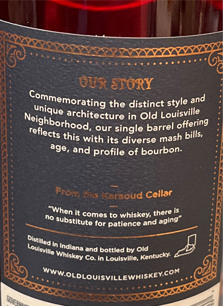 Old Louisville 9 Yr Single Barrel: Cox’s - Old Louisville Whiskey Company (750 mL) alcohol collectible - Main Image 2