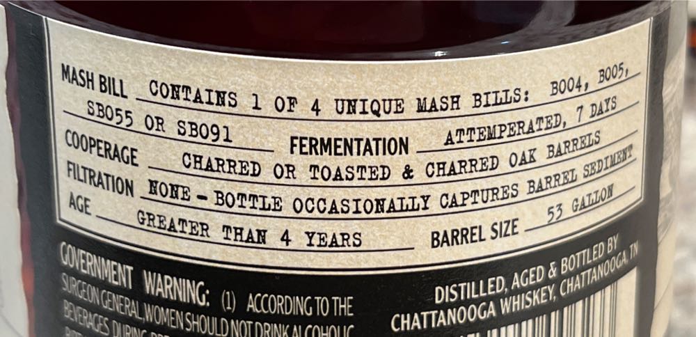 Chattanooga Single Barrel Bourbon - Chattanooga Whiskey Co (750 mL) alcohol collectible [Barcode 853192006233] - Main Image 2