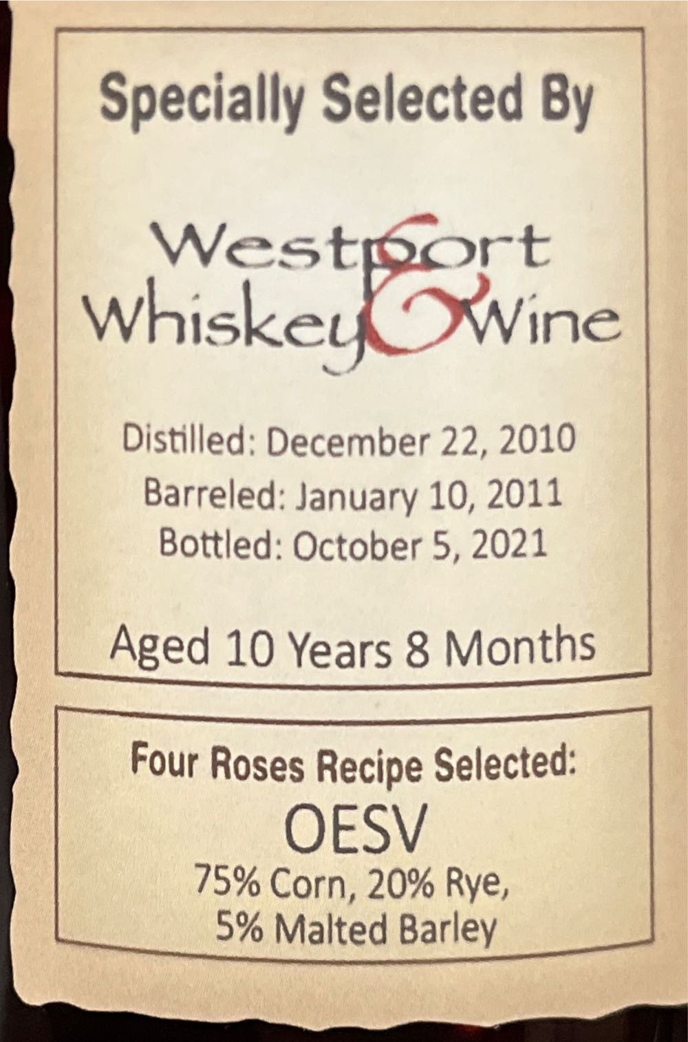 Four Roses OESO - Four Roses (750 mL) alcohol collectible - Main Image 2