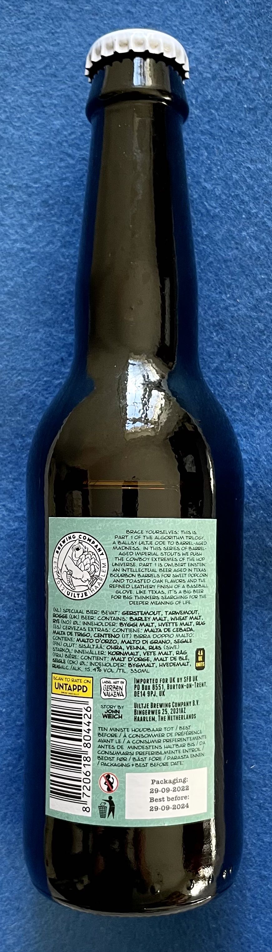 The Algorithm Pt.1 - Uiltje Brewing Company (330 mL) alcohol collectible [Barcode 8720618804426] - Main Image 2