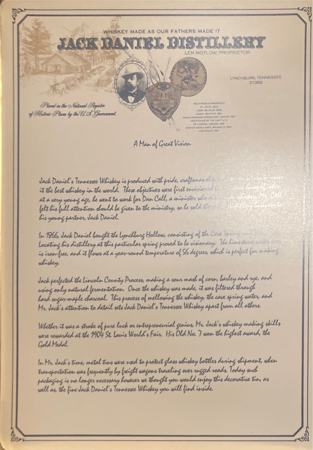 Tin - Black A Man Of Great Vision - Jack Daniel’s (750 mL) alcohol collectible [Barcode 082184090534] - Main Image 2