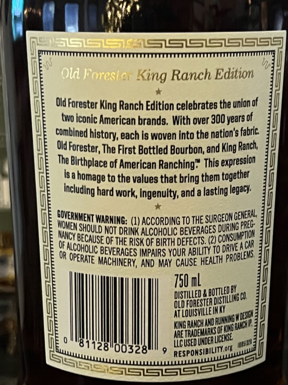 Old Forester King Ranch - Old Forester Distilling Co. (750 mL) alcohol collectible [Barcode 081128003289] - Main Image 4