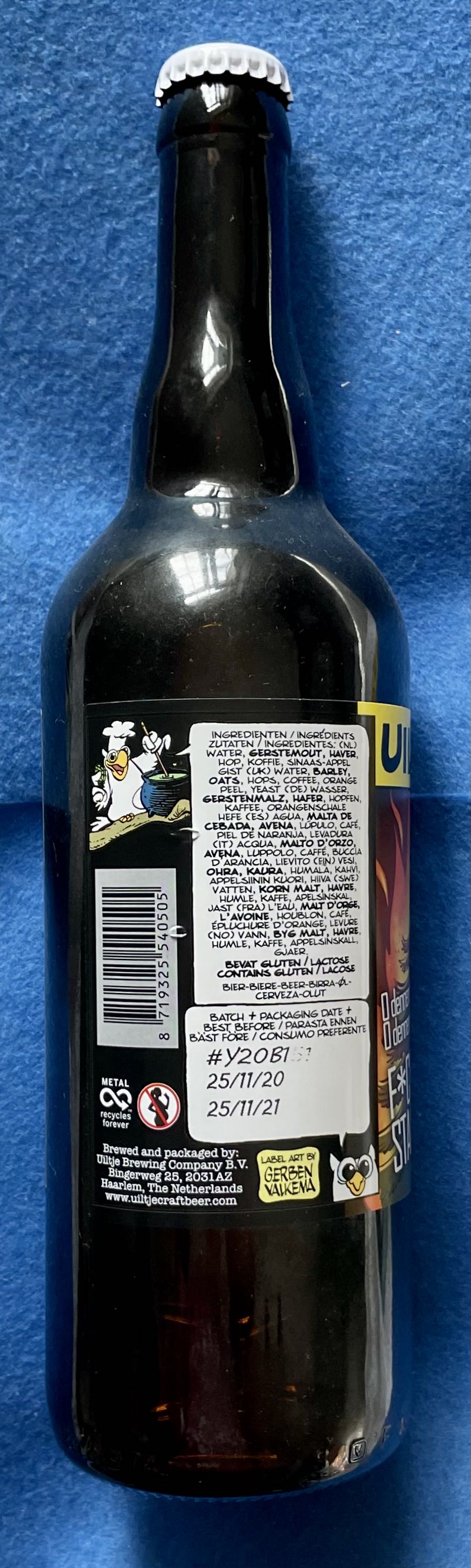 F*ck De Kerstboom Staat In De Fik!!! - Uiltje Brewing Company (750 mL) alcohol collectible [Barcode 8719325540505] - Main Image 3