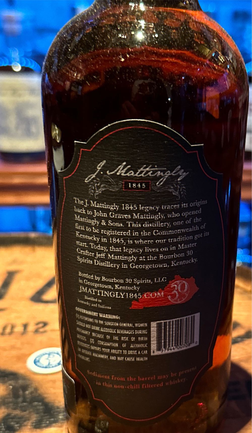 J. Mattingly Single Barrel Bourbon Whiskey  alcohol collectible [Barcode 857944007080] - Main Image 2