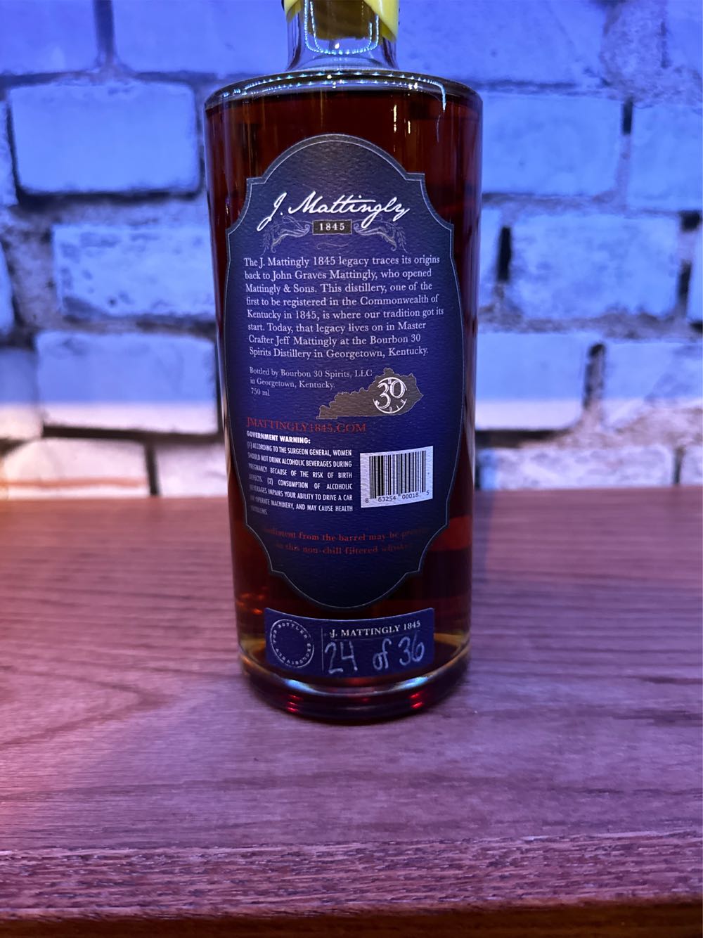 J. Mattingly 750 Ml  alcohol collectible [Barcode 863254000185] - Main Image 2