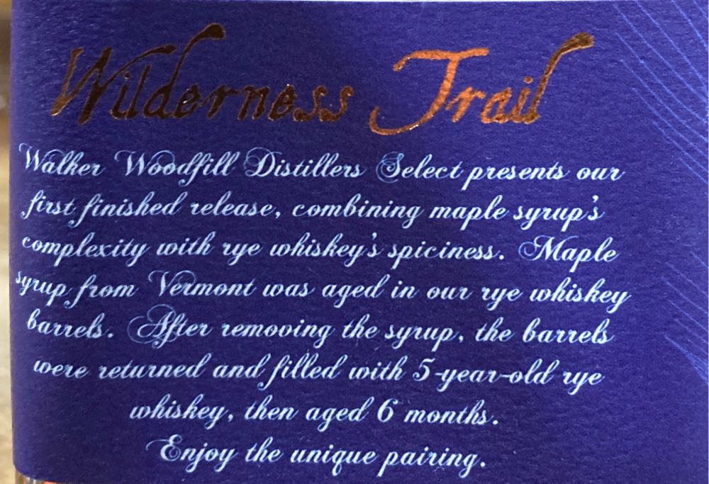 Wilderness Trail Rye Maple Barrel Finish - Wilderness Trail Distillery (750 mL) alcohol collectible [Barcode 852989005381] - Main Image 2