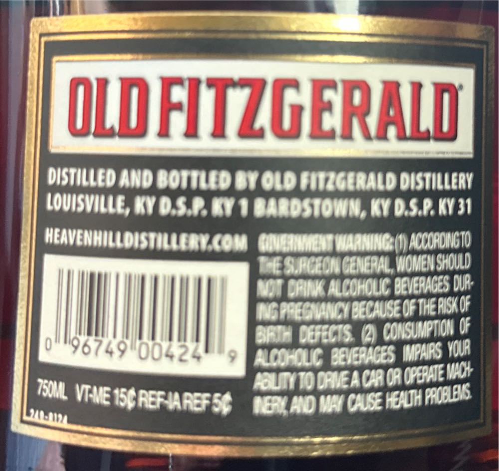 Old Fitzgerald 19 Yr - Old Fitzgerald Distillery (750 mL) alcohol collectible [Barcode 096749004249] - Main Image 2