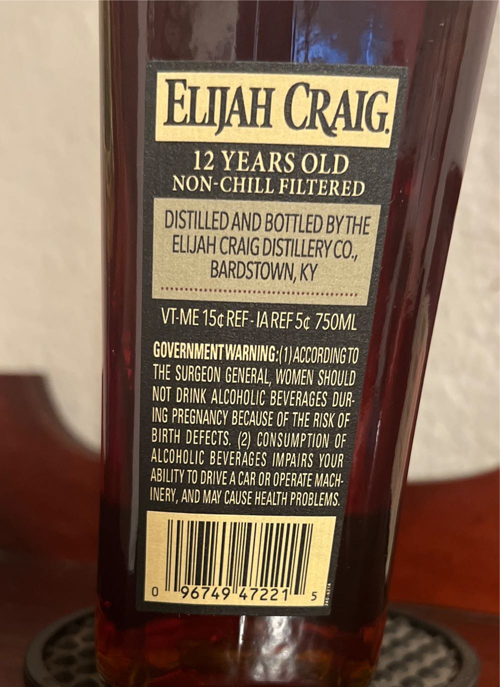 Elijah Craig Barrell Proof B523 - Elijah Craig Distillery Co (750 mL) alcohol collectible [Barcode 096749472215] - Main Image 3