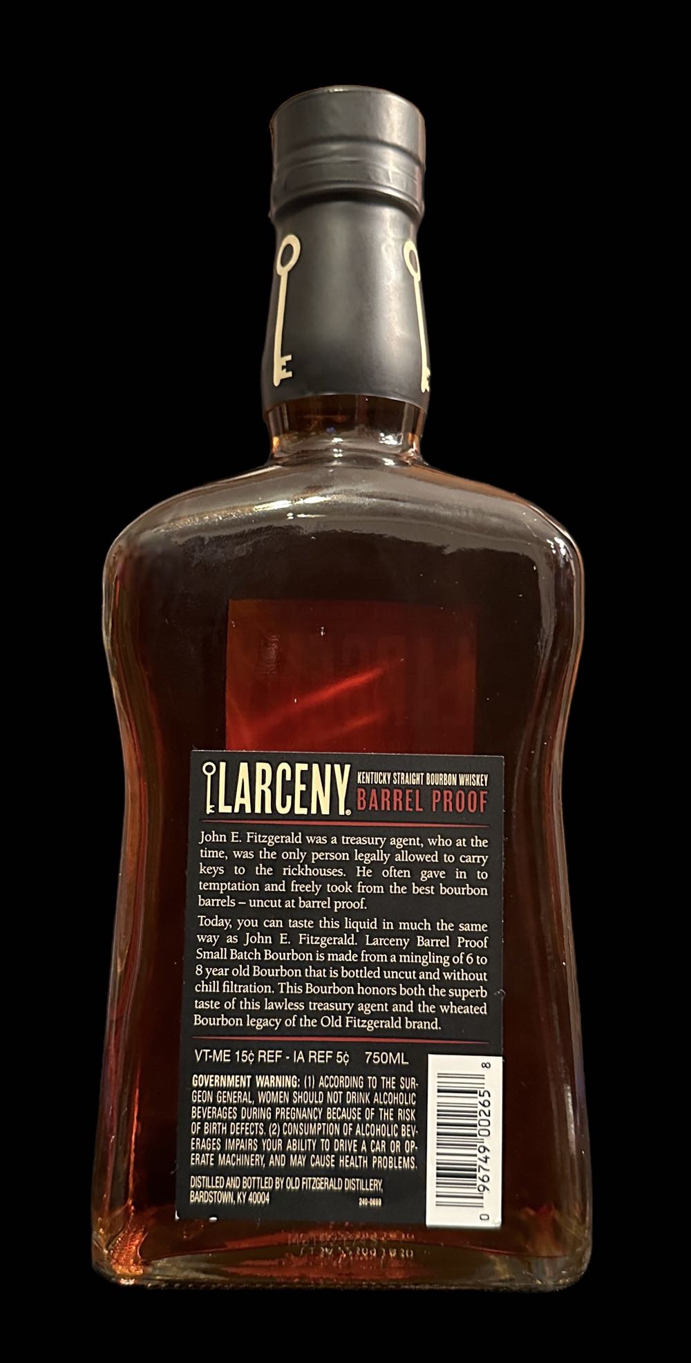 Larceny Barrel Proof (C923) - Old Fitzgerald Distillery (750 mL) alcohol collectible [Barcode 096749002658] - Main Image 2