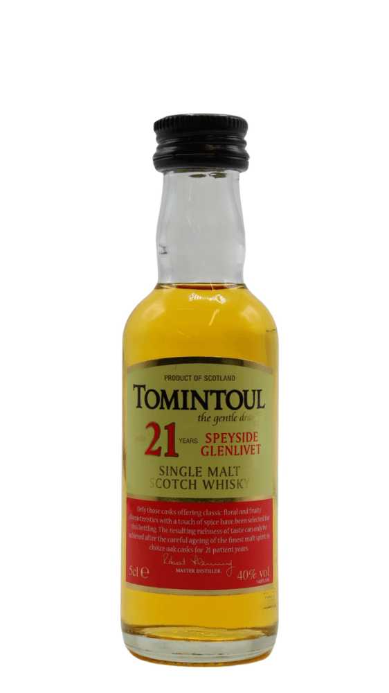 Tomintoul 21 Year Old Scotch Whiskey   (50 mL) alcohol collectible - Main Image 1