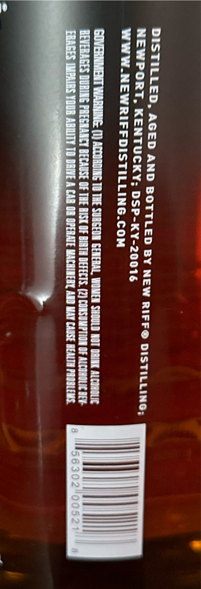 New Riff- Kentucky Bourbon - New Riff Distilling (750mL) alcohol collectible [Barcode 856302005263] - Main Image 3
